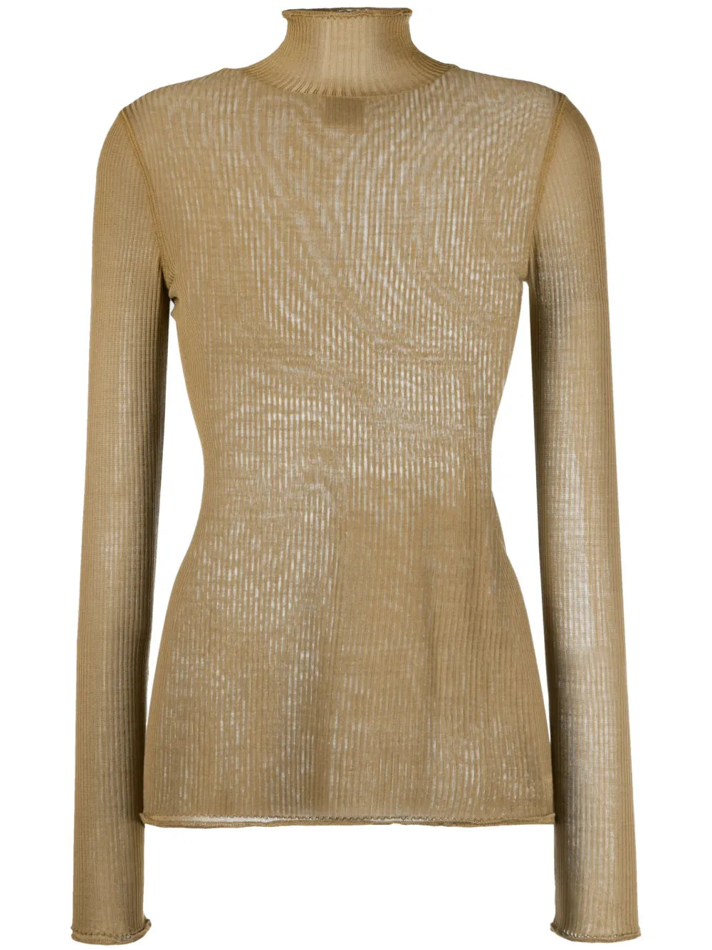 Semi-Sheer Ribbed Silk Jumper