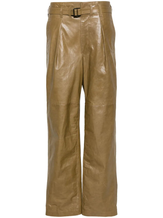 Wide-Leg Leather Trousers