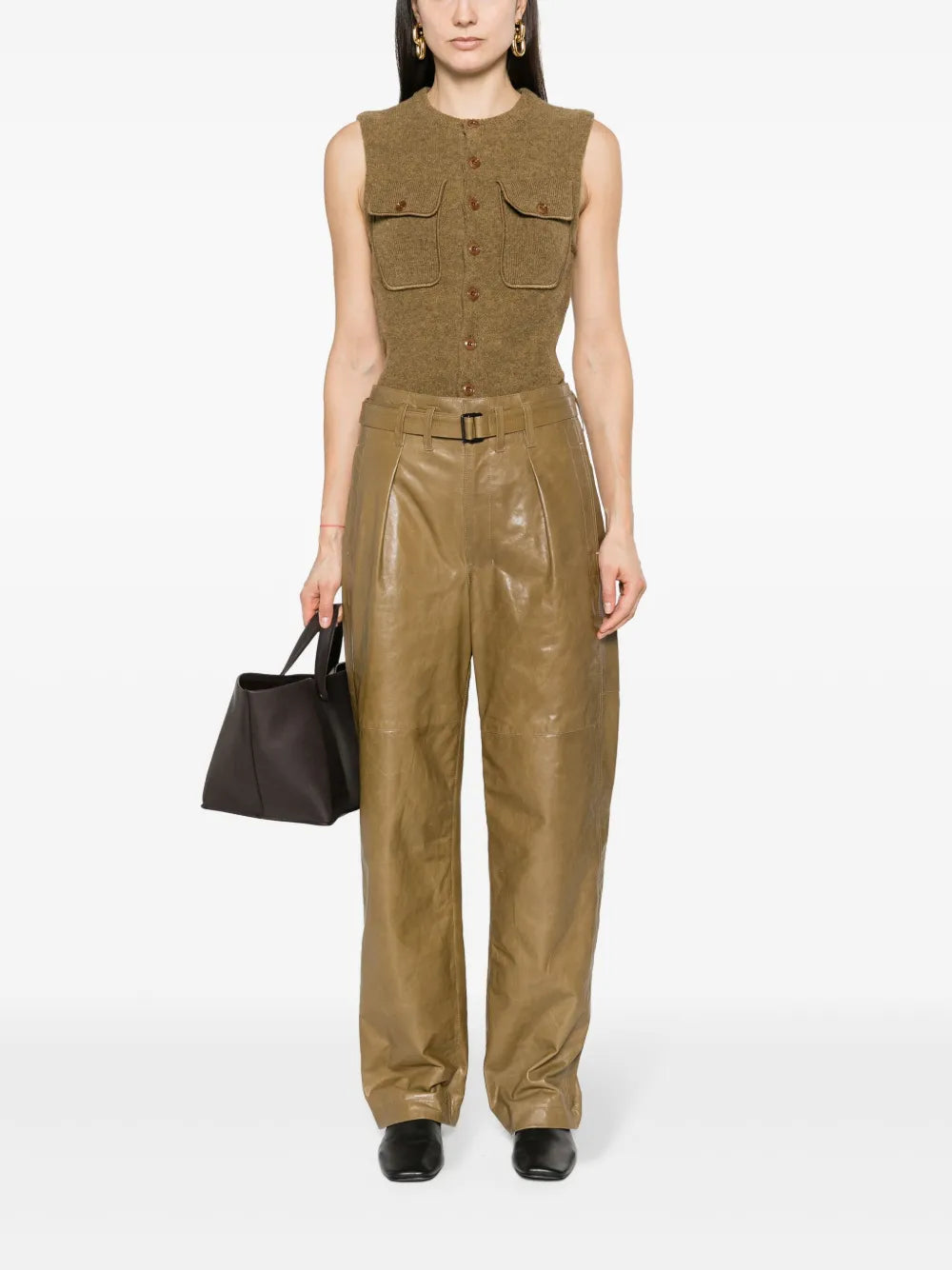 Wide-Leg Leather Trousers