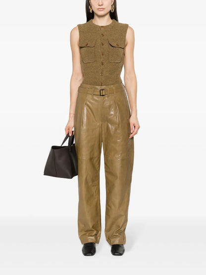 Wide-Leg Leather Trousers