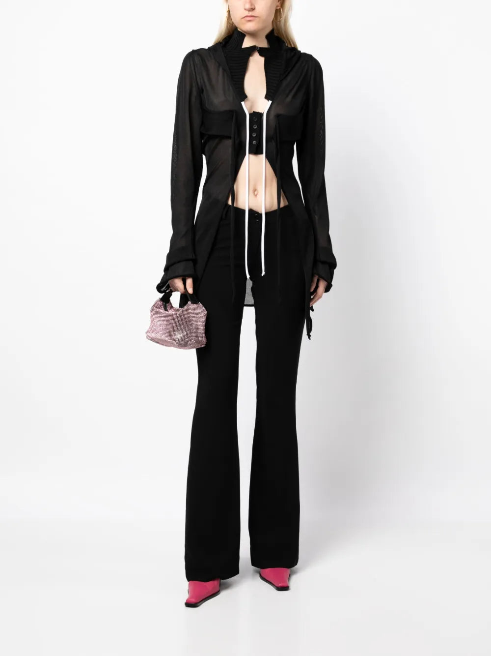 Cut-Out Knitted Cardigan Hoodie