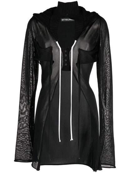 Cut-Out Knitted Cardigan Hoodie