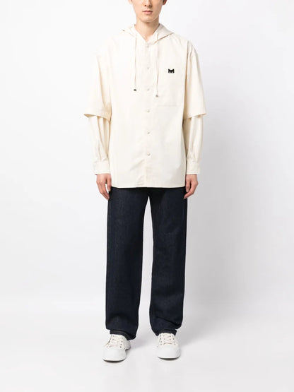 Logo-Patch Hooded Shirt
