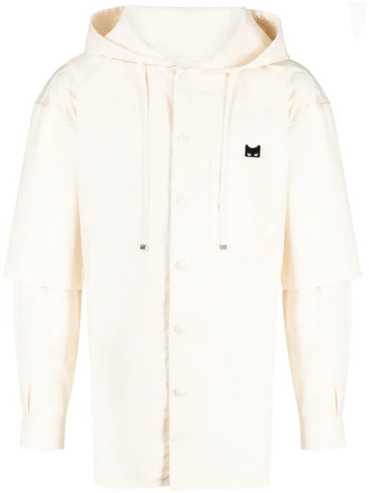 Logo-Patch Hooded Shirt