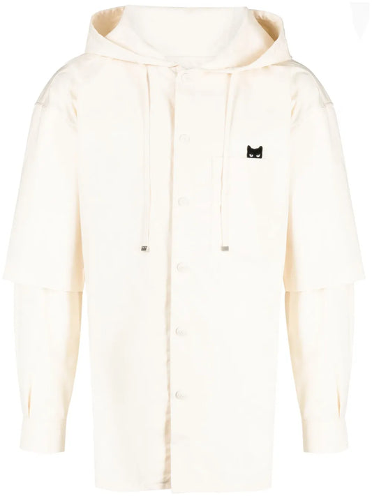 Logo-Patch Hooded Shirt