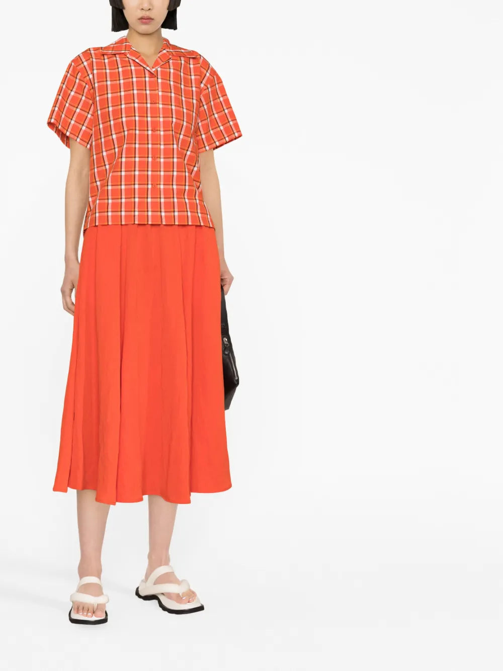 Short-Sleeve Checkered Buttoned Shirt