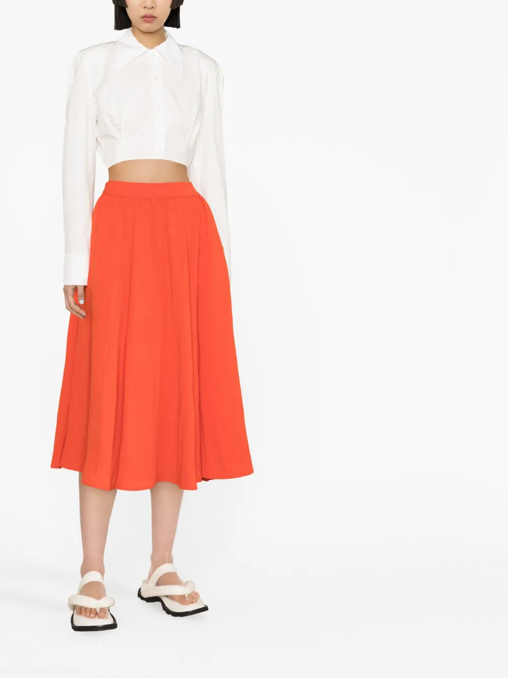 Gathered Ruched Midi Skirt