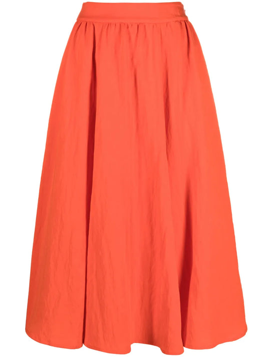 Gathered Ruched Midi Skirt