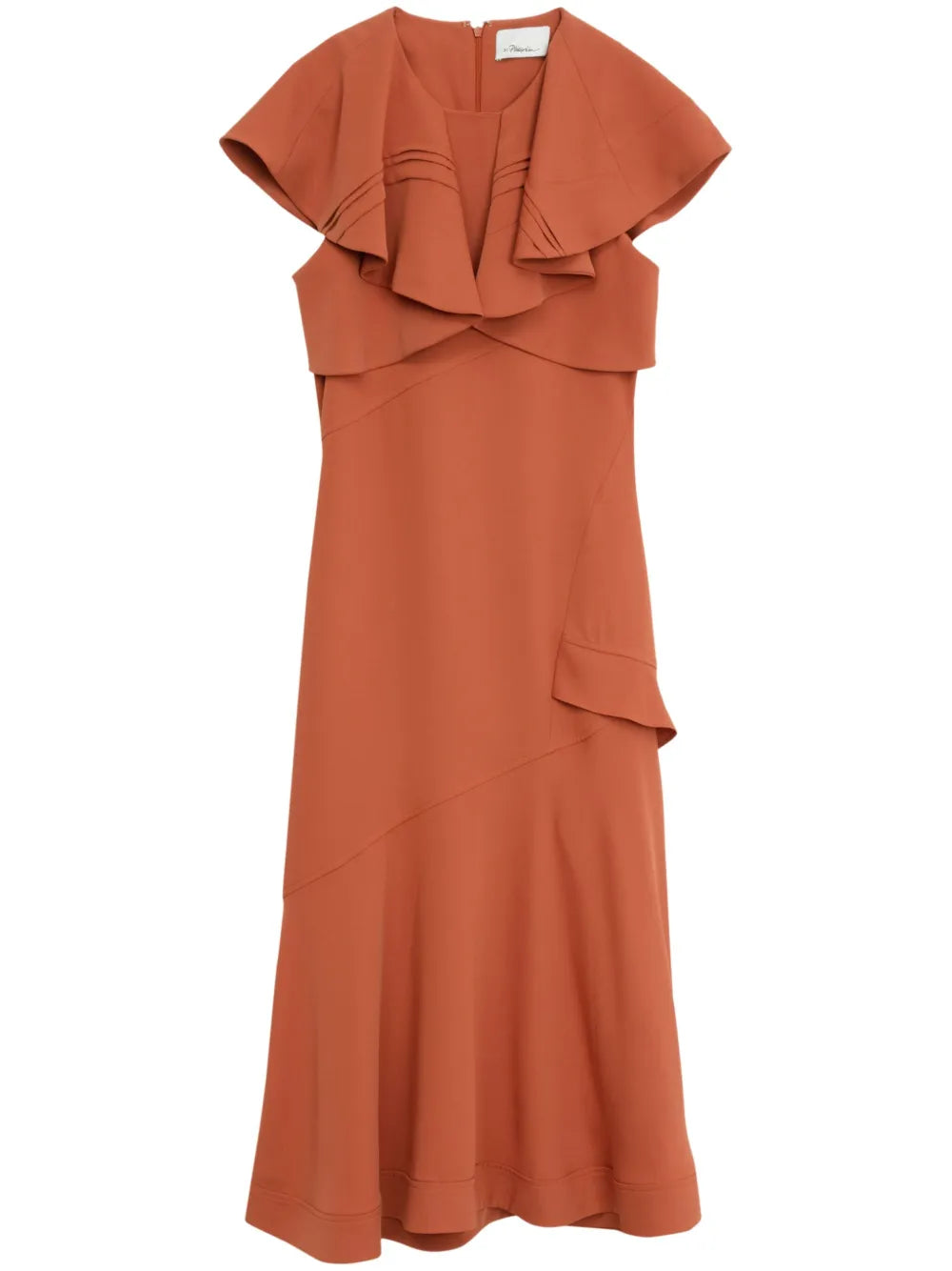 Ruffle-Overlay Midi Dress