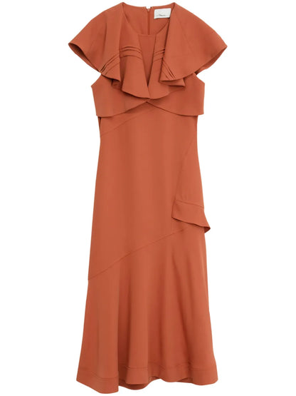 Ruffle-Overlay Midi Dress