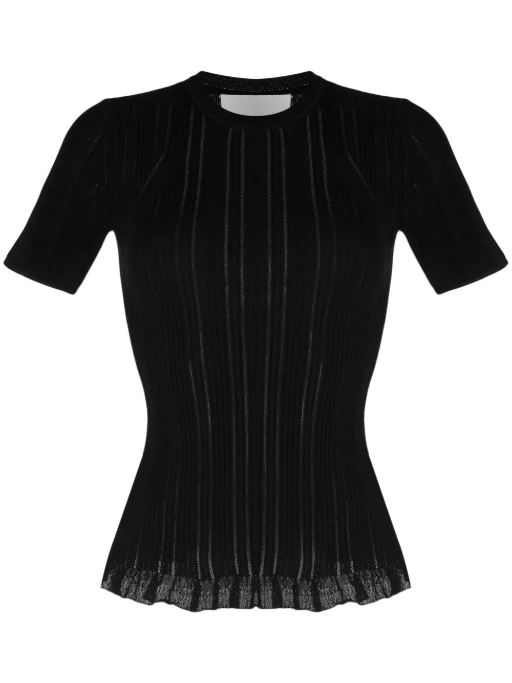 Ribbed Ruffle-Hem T-Shirt