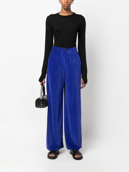 Wide-Leg Cotton-Blend Trousers