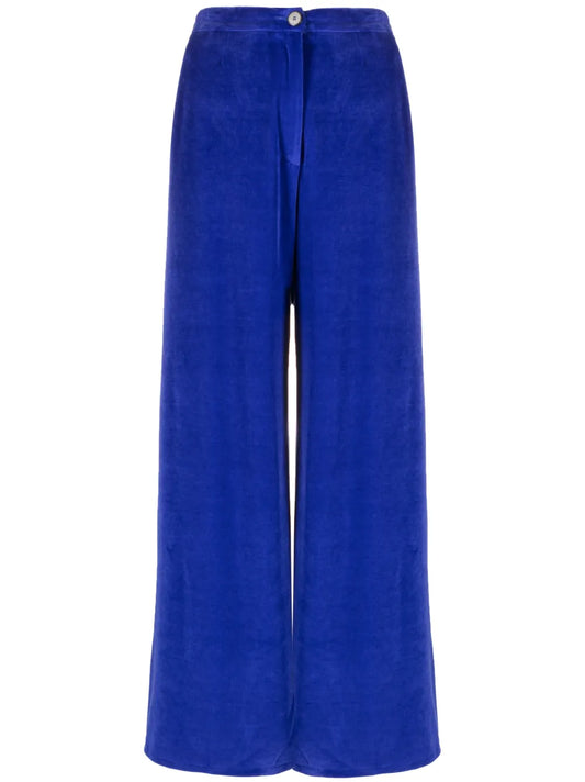Wide-Leg Cotton-Blend Trousers