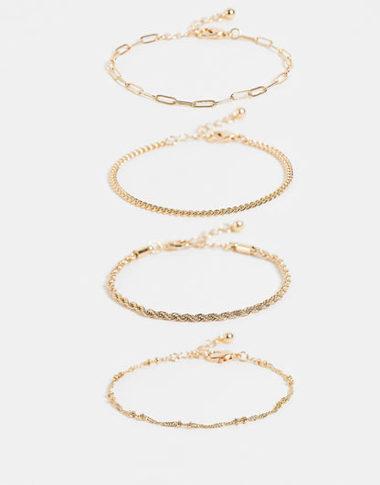 Pack Of 4 Fine Chain Bracelets