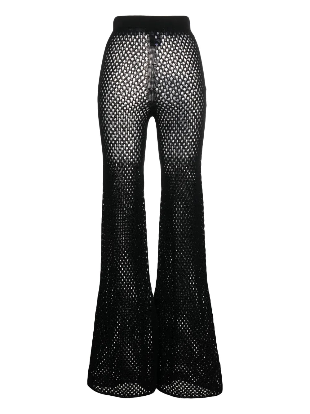 Semi-Sheer Open-Knit Trousers