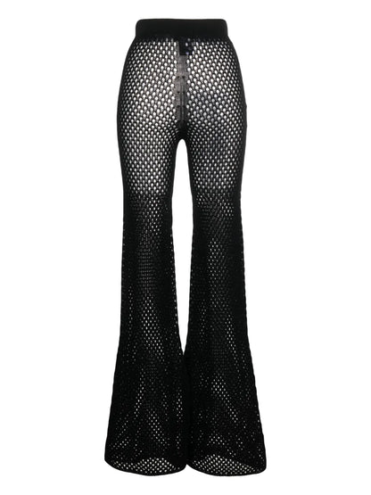Semi-Sheer Open-Knit Trousers