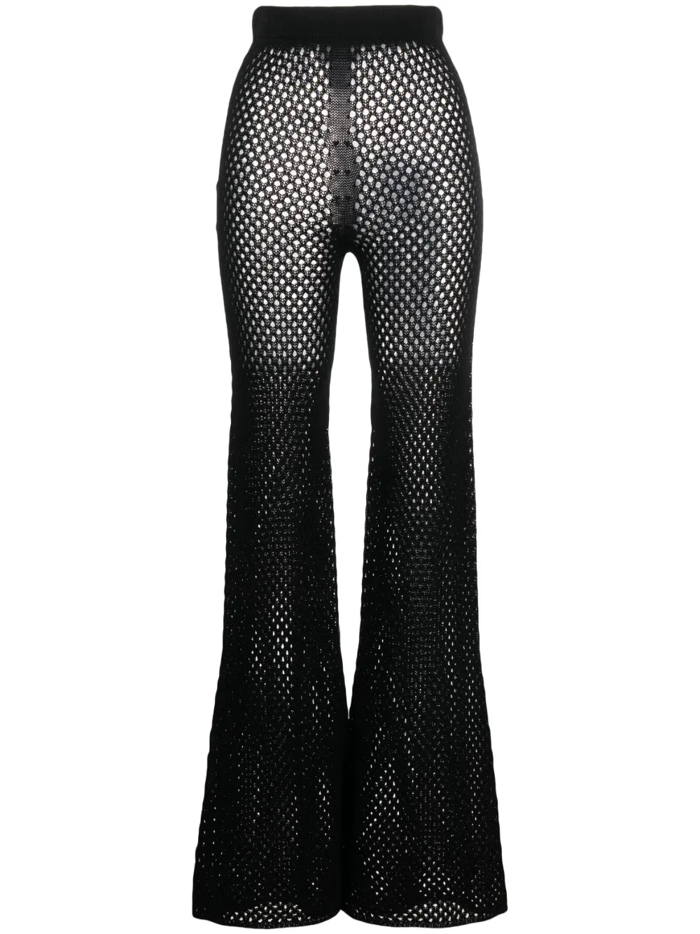 Semi-Sheer Open-Knit Trousers