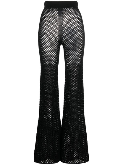 Semi-Sheer Open-Knit Trousers