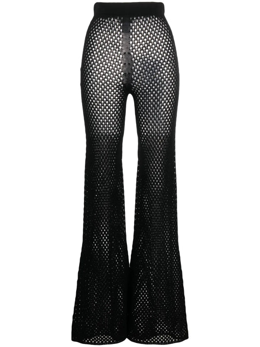 Semi-Sheer Open-Knit Trousers