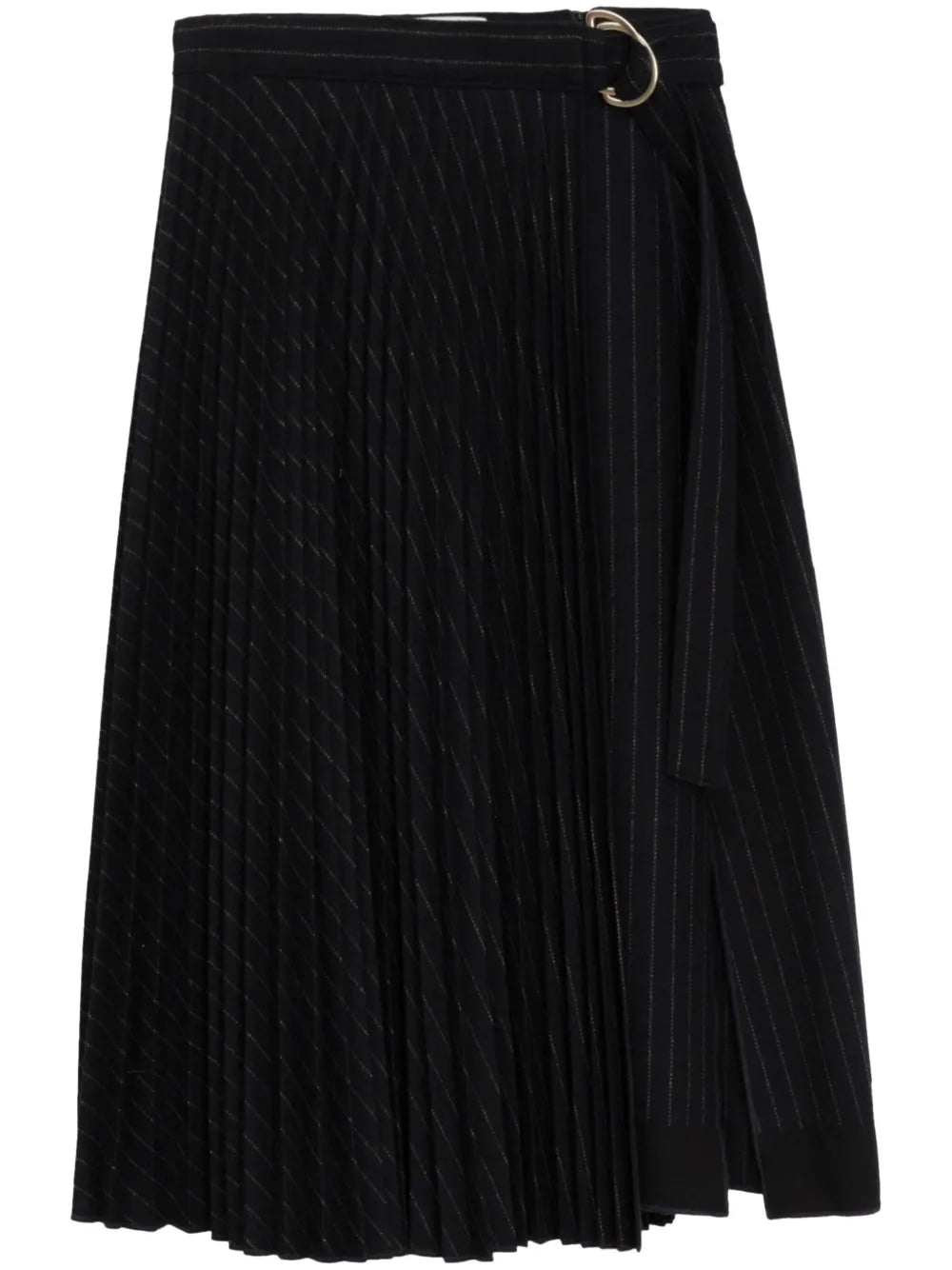 Belted Pleated Midi Skirt