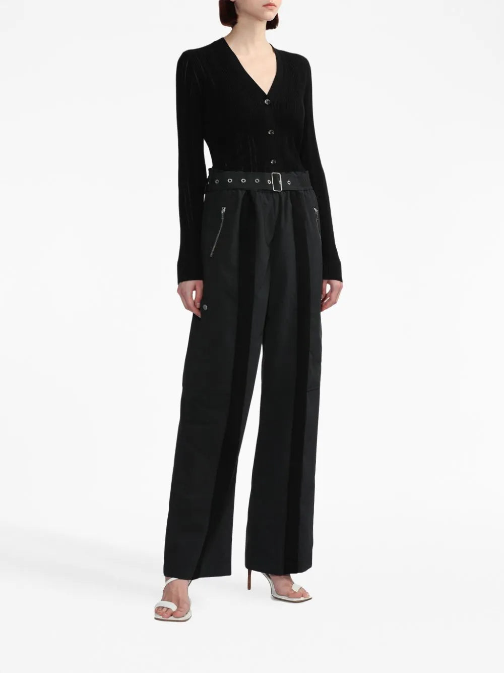 High-Waisted Wide-Leg Belted Trousers