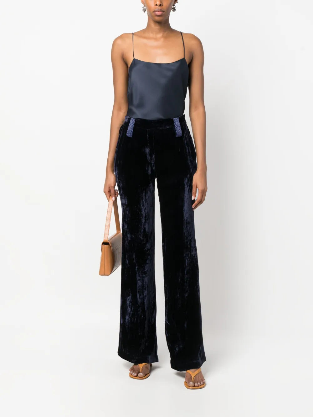 Flared Velvet-Effect Trousers