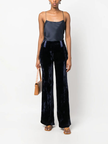Flared Velvet-Effect Trousers