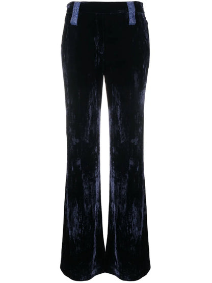 Flared Velvet-Effect Trousers
