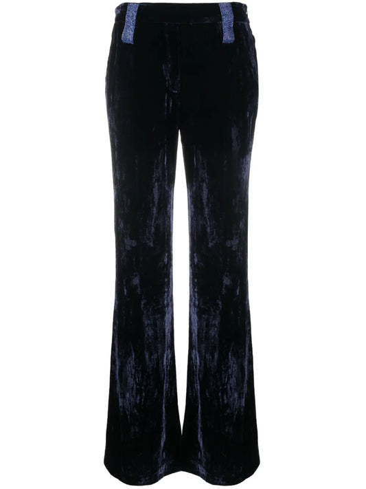 Flared Velvet-Effect Trousers