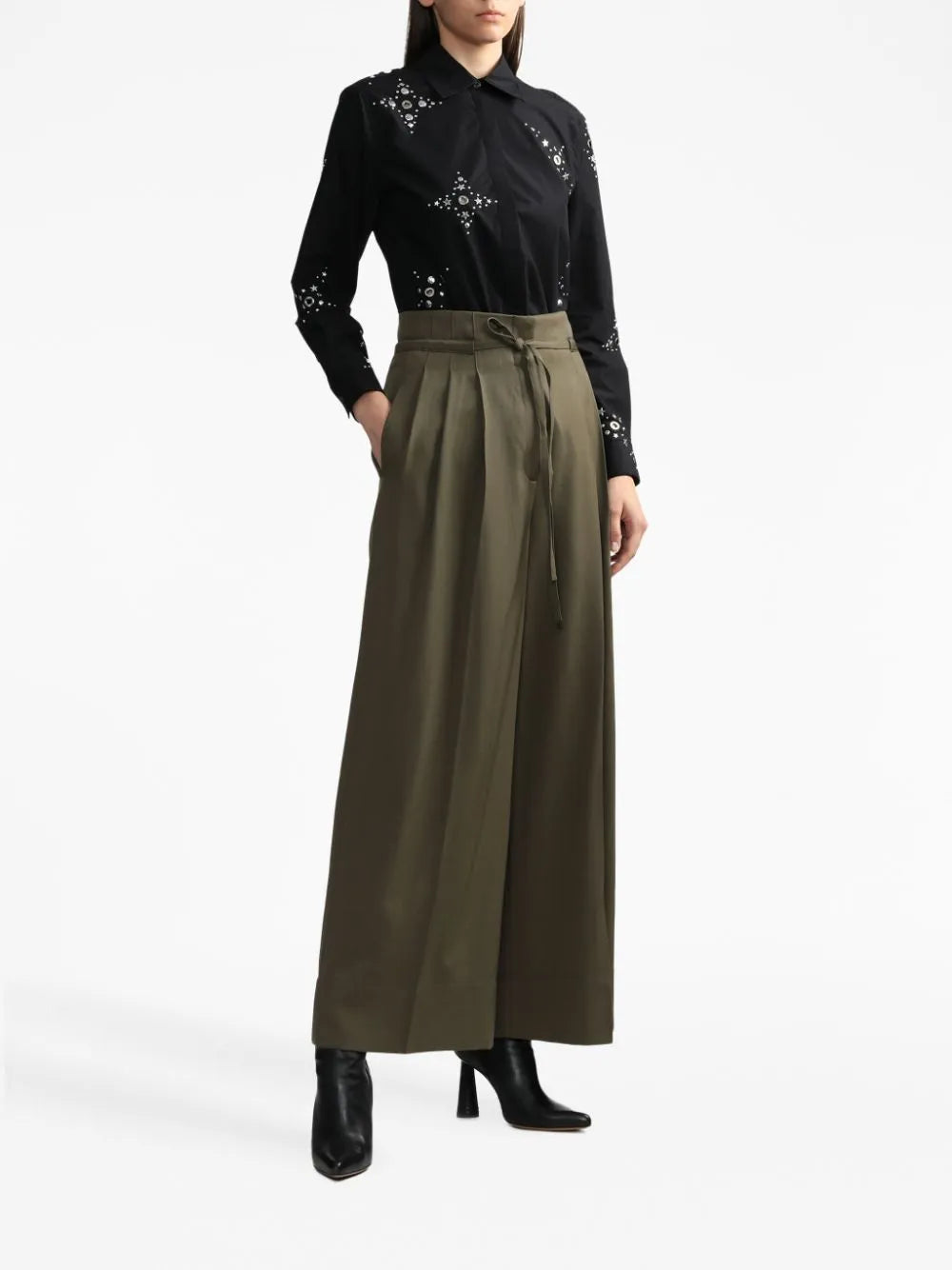 High-Waisted Straight-Leg Trousers