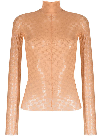 Lace-Detail Long-Sleeved Top