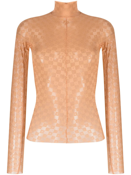 Lace-Detail Long-Sleeved Top