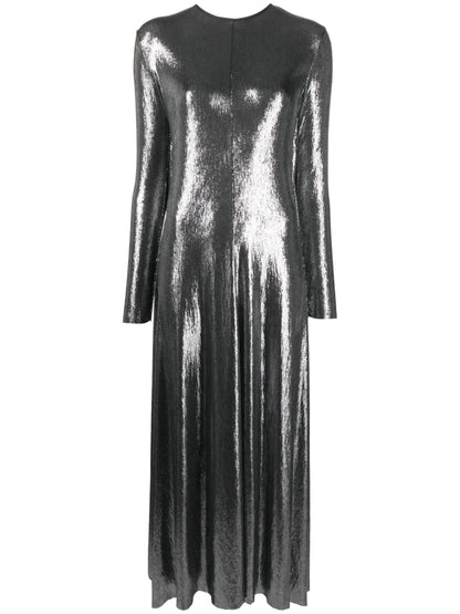 Metallic-Finish Shift Maxi Dress