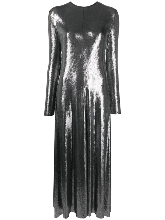 Metallic-Finish Shift Maxi Dress
