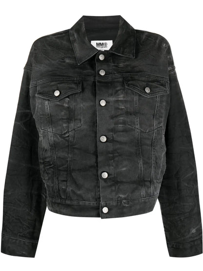 Crease-Effect Denim Jacket