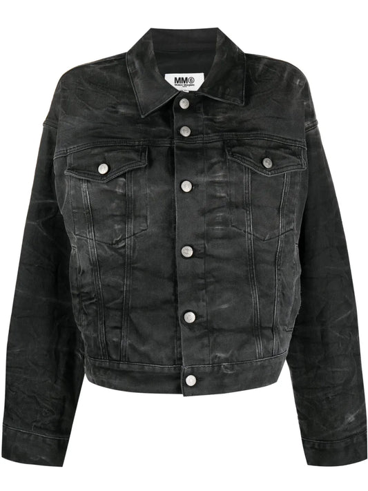 Crease-Effect Denim Jacket