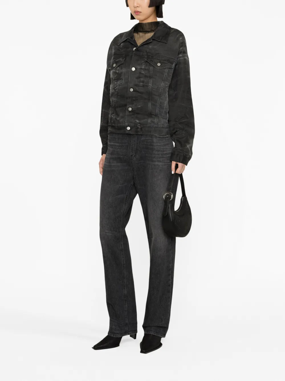 Crease-Effect Denim Jacket