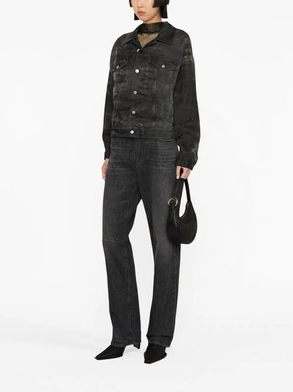 Crease-Effect Denim Jacket