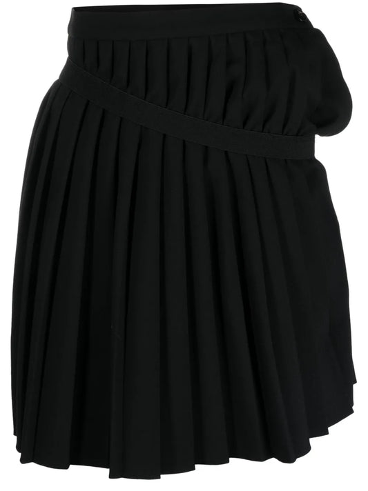 Asymmetric Pleated Miniskirt
