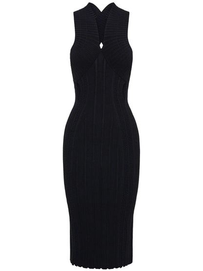 Snakeskin Sleeveless Knitted Midi Dress