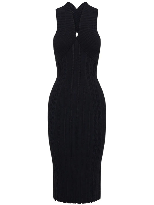 Snakeskin Sleeveless Knitted Midi Dress