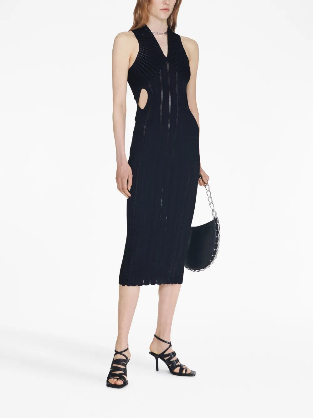 Snakeskin Sleeveless Knitted Midi Dress