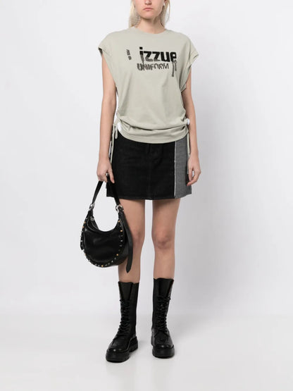 Logo-Patch Denim Skirt