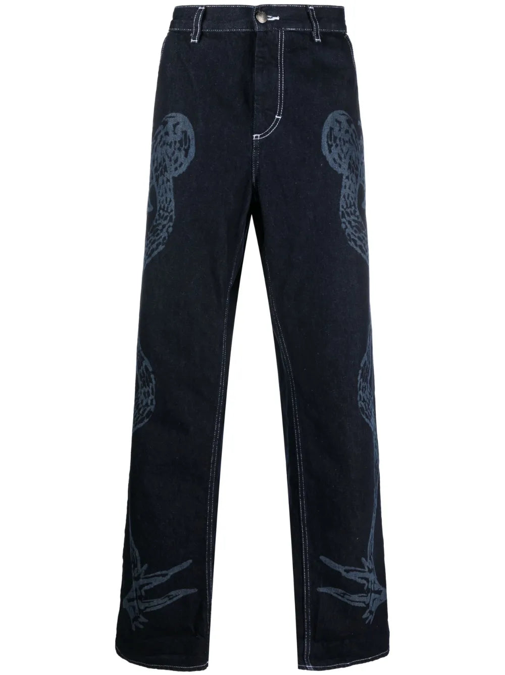 Etched Denim Wide-Leg Jeans