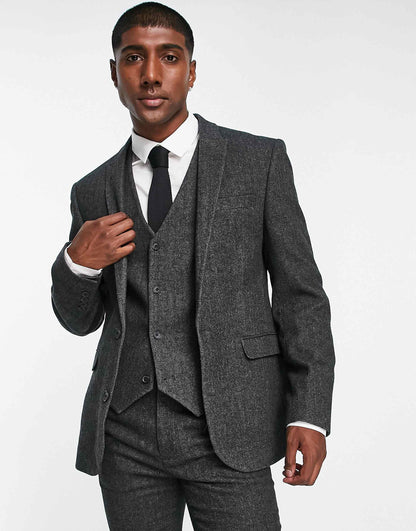 Skinny Wool Mix Suit Jacket