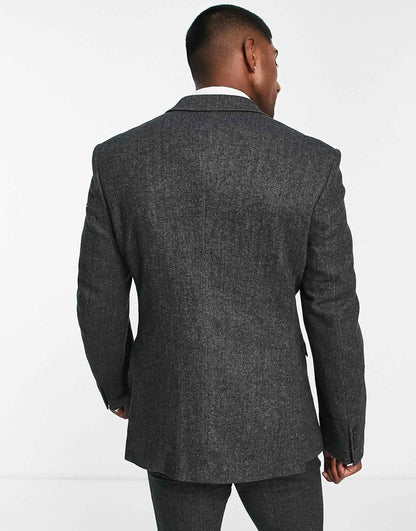 Skinny Wool Mix Suit Jacket