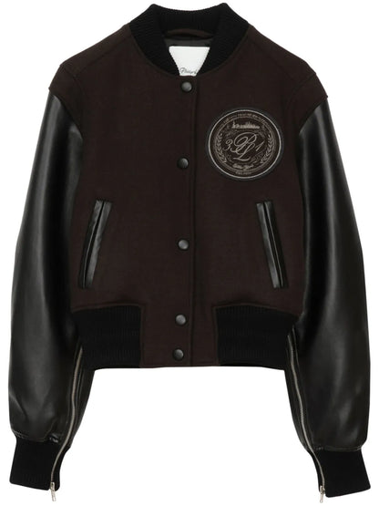 Logo-Patch Knitted Bomber Jacket