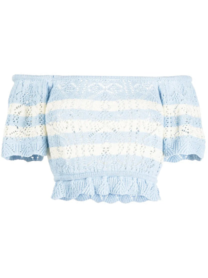 Pointelle-Knit Off-Shoulder Top