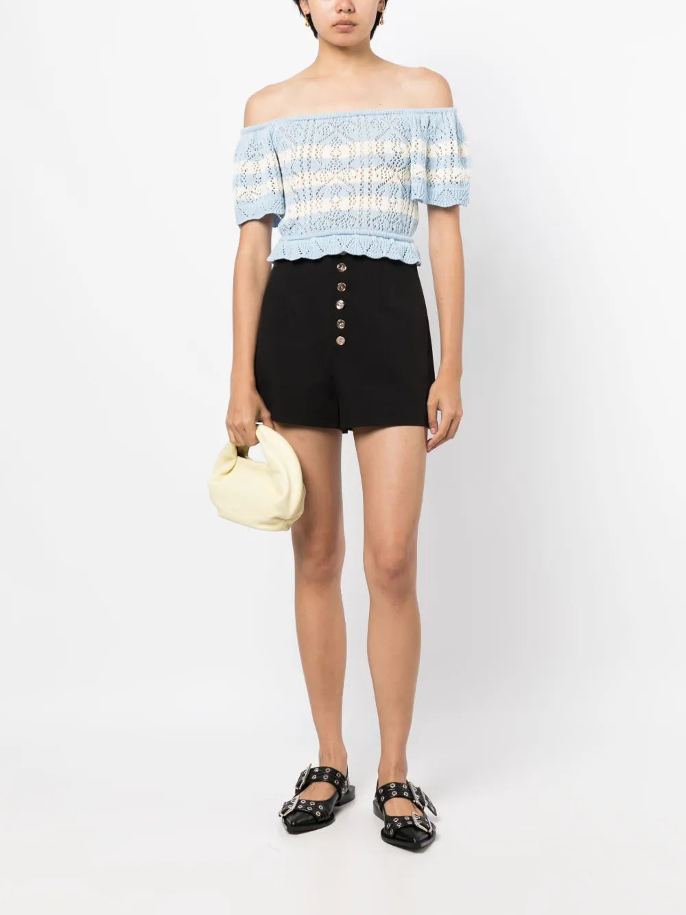 Pointelle-Knit Off-Shoulder Top