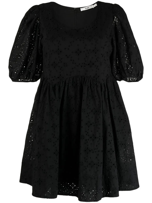 Puff-Sleeved Lace Dress